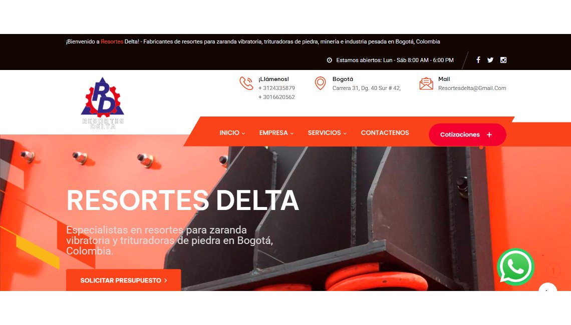 Sitio web de Resortes Delta diseñado por Engranaje Studio